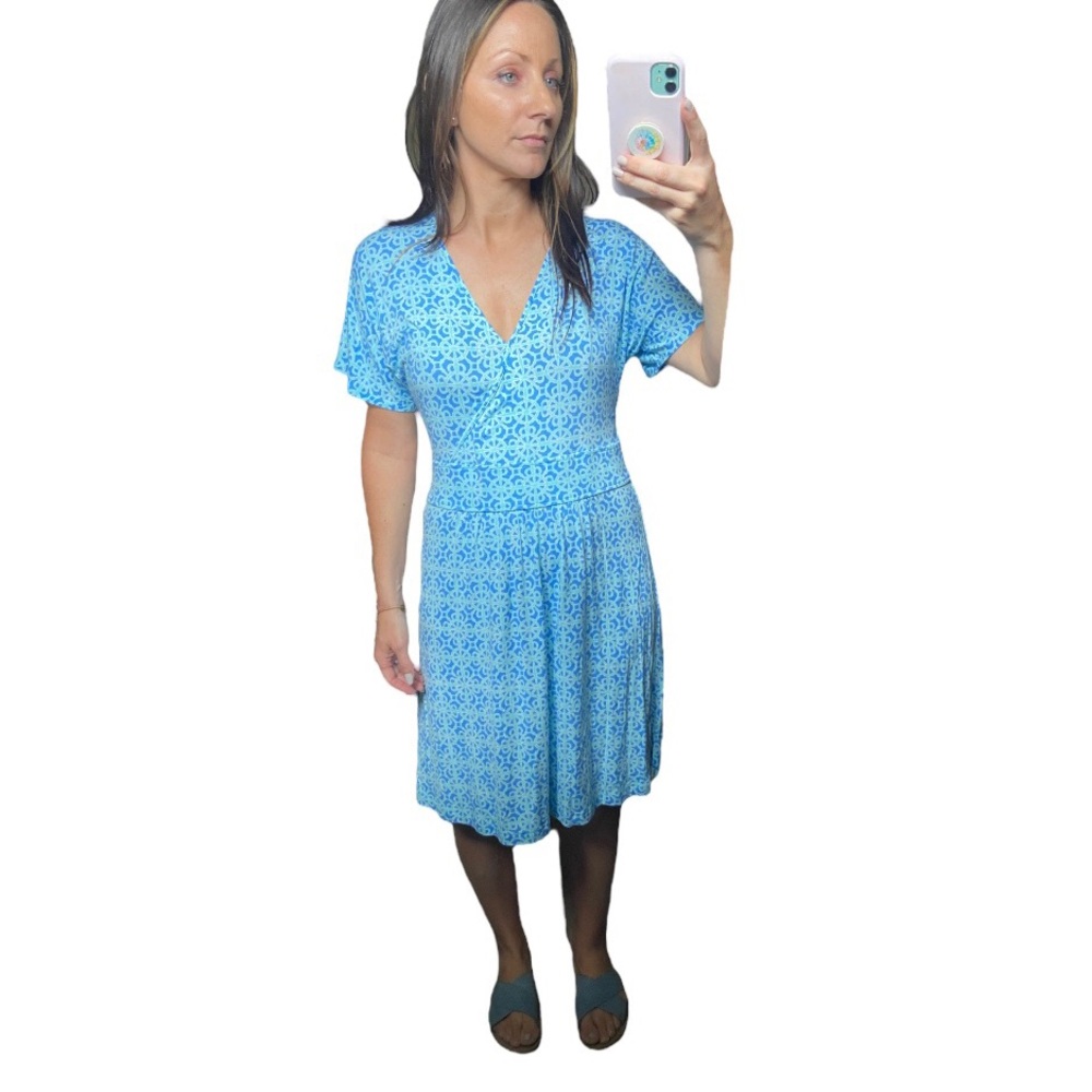 Vineyard Vines Blue Patterned Midi Dress